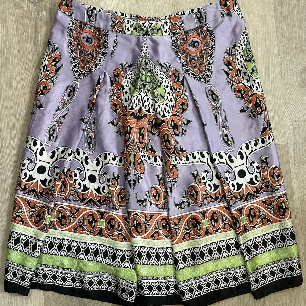 Beautiful multi-color 100% silk skirt size 2 - Picture 1 of 5